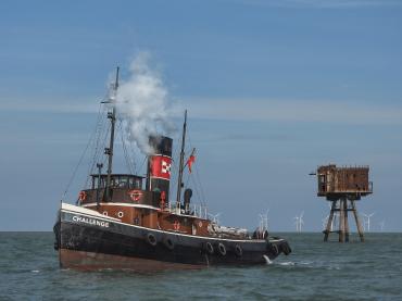 Reuniting the Steam Tug Challenge with The Maunsell Forts after 80 years by Margaret McEwan