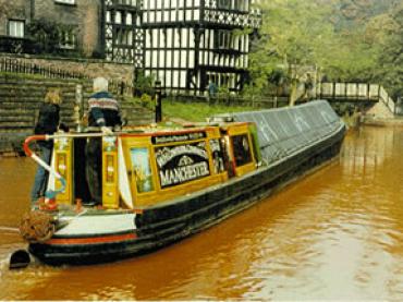 STORK on Bridgwater Canal in 1993 - stern from starboard quarter.