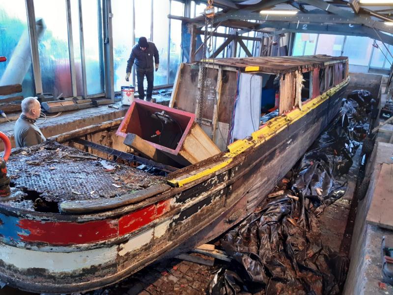 Kilsby's wooden superstructure being removed, credit Jericho Living Heritage Trust  