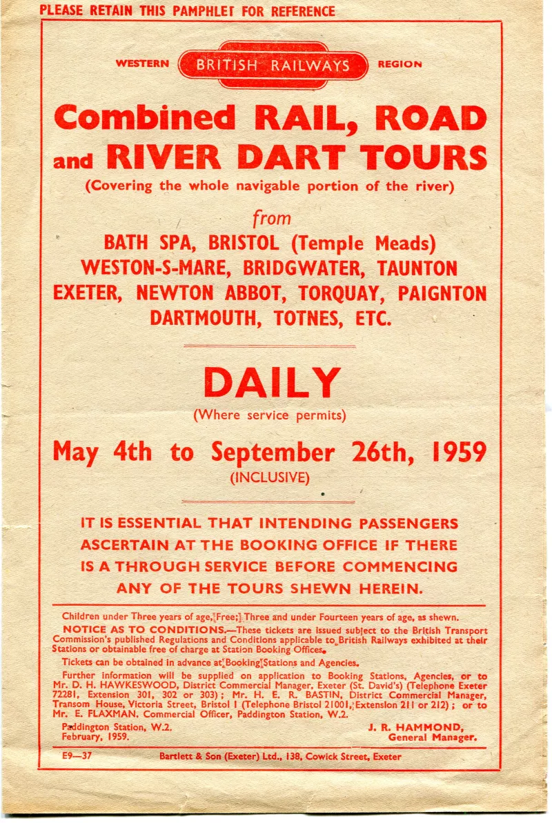 Combined Rail, Road and River Ferry Tickets panphlet, courtesy of Paddle Steamer Preservation Society