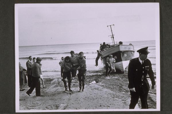 black and white image of lifeboat