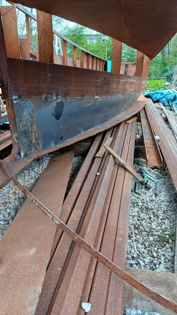 Norway during her build, hullside detail