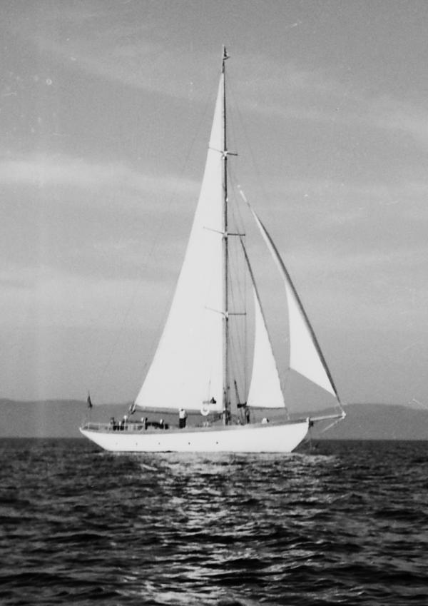 Blue Trout - taken in Southampton with old cotton sails, c 1950