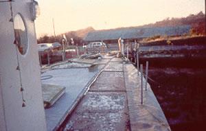 VANESSA - deck from amidships looking forward, showing runs of landing ramps. Ref: Slide Collection SHIPS 'V'.