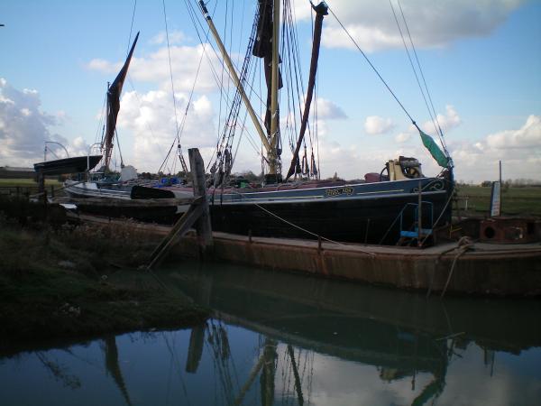 Starboard side, in dry dock at Faversham