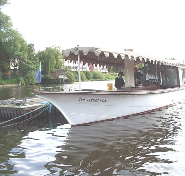 Flying Fox - port bow view, when equipped with steam propulsion