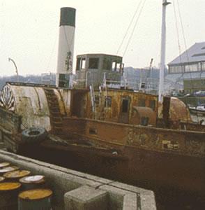 JOHN H AMOS - aground on slipway at Chatham. Main deck from  starboard quarter looking aft. Ref: 96/3/2/24