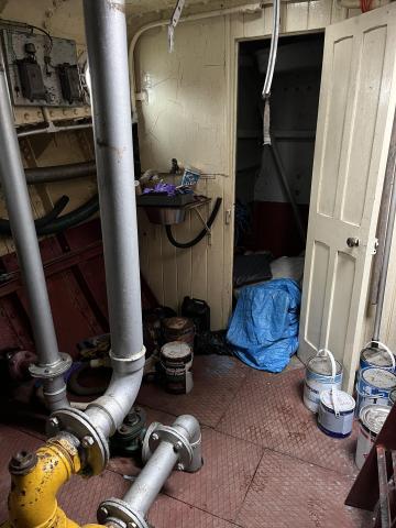 Severn Progress Engine Room and fire monitor pipework