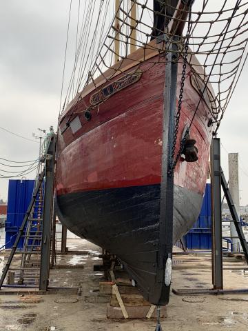 Ethel von Brixham in dry dock