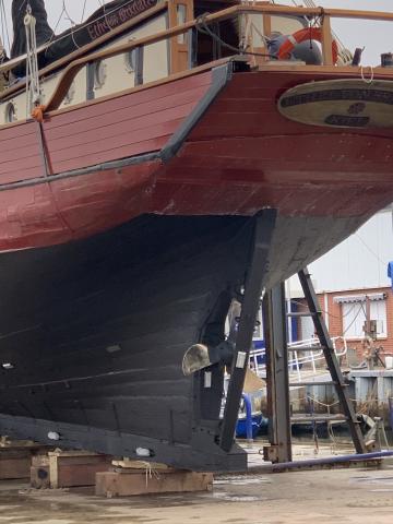 Ethel von Brixham in dry dock