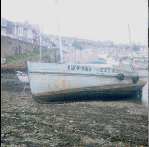 PIONEER - lying at Newlyn in 1991. Port side.