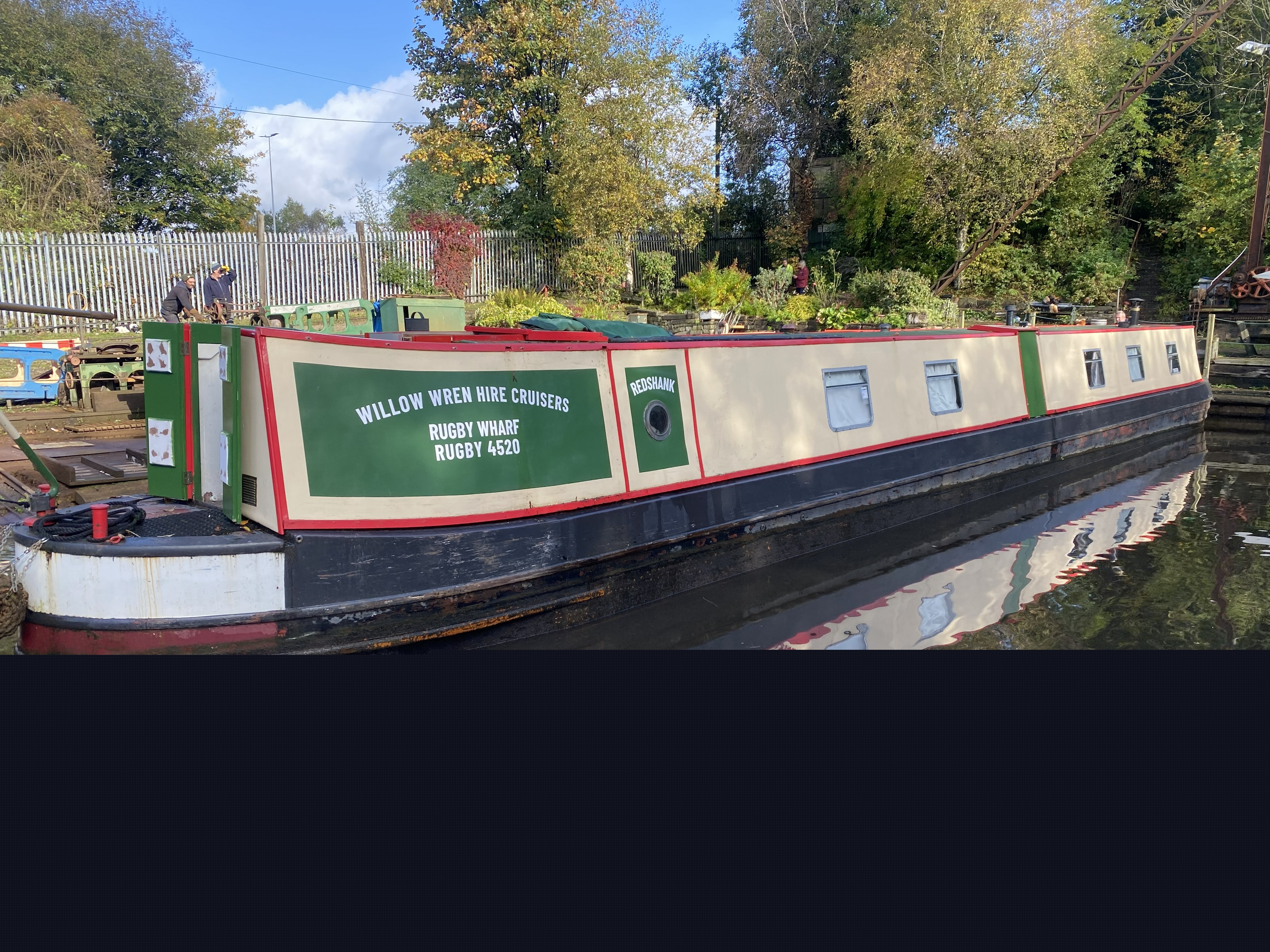 Redshank moored on the canal